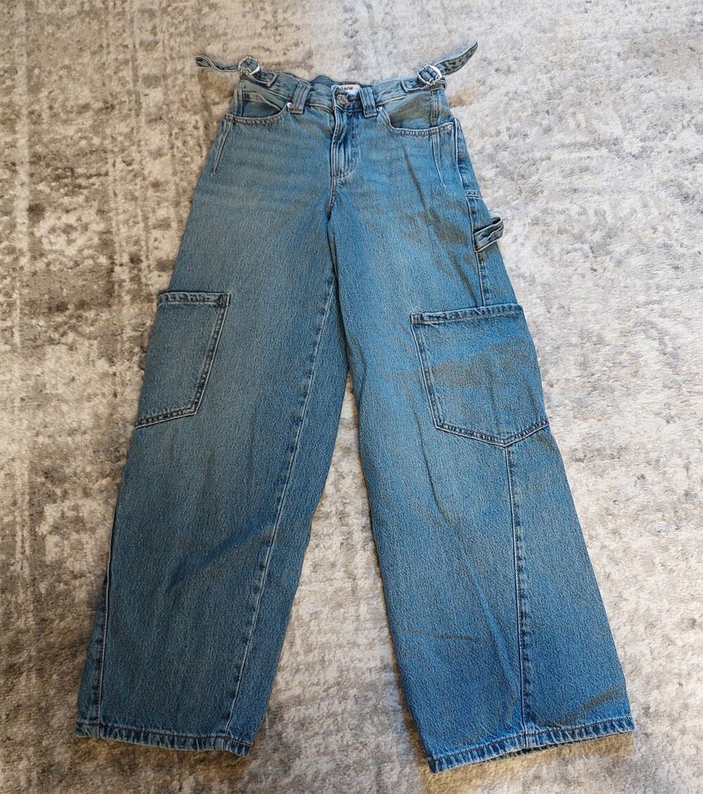 Garage Mega Carpenter Jeans Size 00 Waist 23 Baggy Wide Leg Cinch Side Buckle